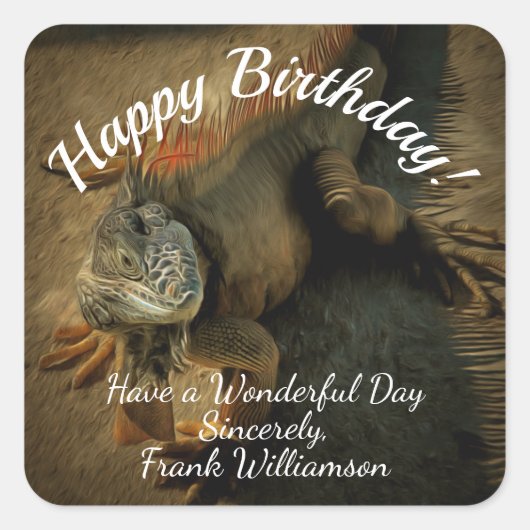 Pedro Iguana 0768 Vierkante Sticker (Voorkant)