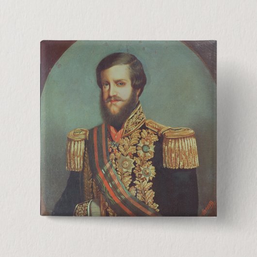 Pedro II Emperor van Brazilië Vierkante Button 5,1 Cm (Voorkant)