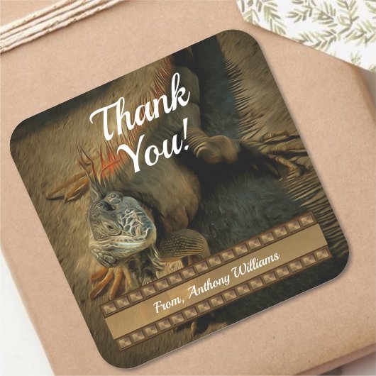 Pedro the Iguana Dank u wel 0768 Vierkante Sticker