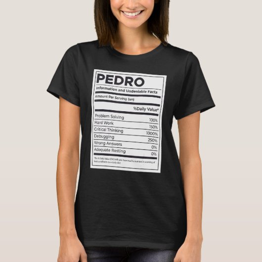 Pedro Voeding Informatie Probleem Oplossen Hard T-shirt (Voorkant)