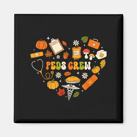 Peds Crew Nurse Fall Heart Pediatric Pumpkin Thank Magneet (Voorkant)