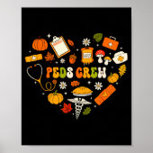 Peds Crew Nurse Fall Heart Pediatric Pumpkin Thank Poster (Voorkant)