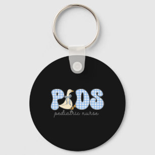 Peds Goose Pediatric Nurse Blue Gingham Work Peds Sleutelhanger