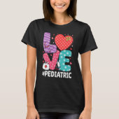 Peds Neurse Heart Stethoscoop Pediatrische verplee T-shirt (Voorkant)