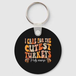 Peds Neurse Thanksgiving Cutest Turkeys Retro Herf Sleutelhanger