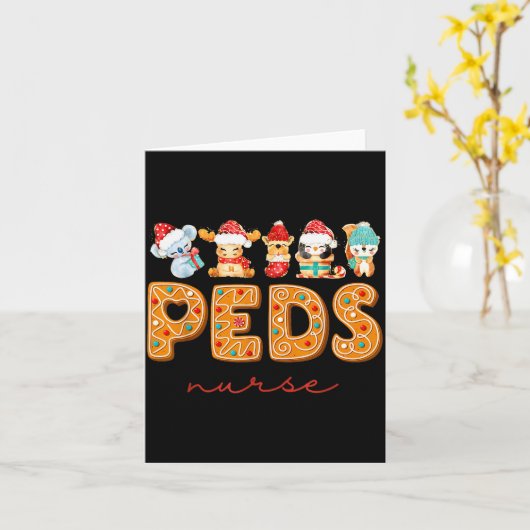 Peds Nurse Gingerbread Christmas Pediatric Nurse H Kaart (Gele Bloem)