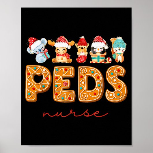 Peds Nurse Gingerbread Christmas Pediatric Nurse H Poster (Voorkant)