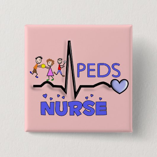 PEDS NURSE QRS Design T-Shirts & Gifts Vierkante Button 5,1 Cm (Voorkant)