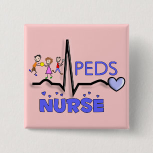 PEDS NURSE QRS Design T-Shirts & Gifts Vierkante Button 5,1 Cm