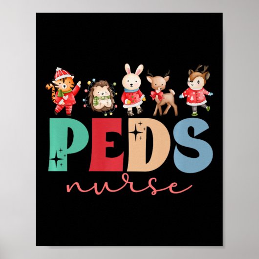 Peds Verpleegster Kerstmis Kinderverpleegster Kers Poster (Voorkant)