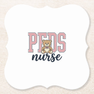 Peds Verpleegster Teddybeer Vintage T-shirt ontwer Kartonnen Onderzetters