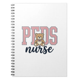 Peds Verpleegster Teddybeer Vintage T-shirt ontwer Notitieboek