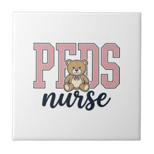 Peds Verpleegster Teddybeer Vintage T-shirt ontwer Tegeltje