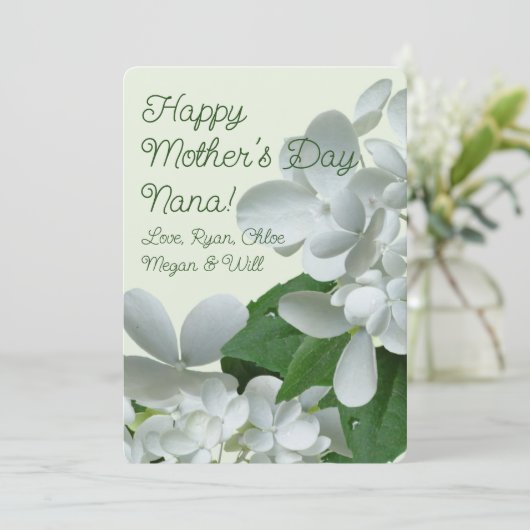 Pee Gee White Hydrangea Flowers Moederdag Kaart (Staand voorkant)