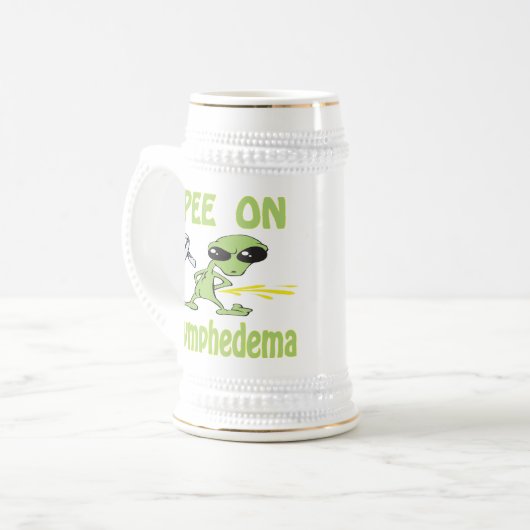 Pee op Mok van lymfoedeem (Voorkant links)