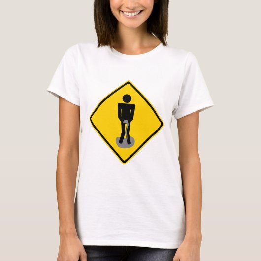 Pee Pants Road Sign. T-shirt (Voorkant)
