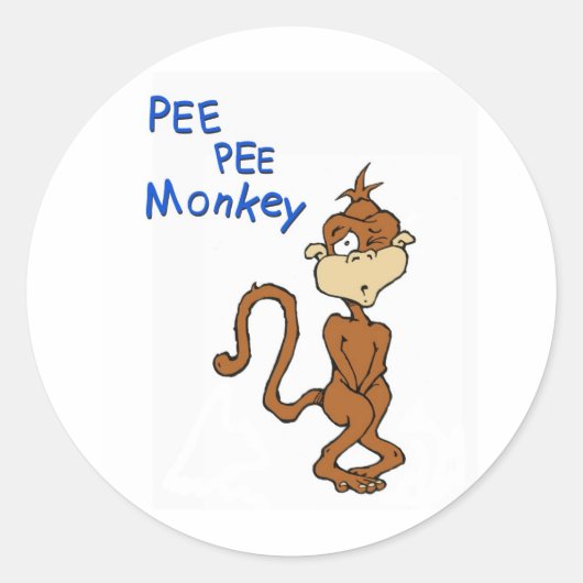 Pee Pee Monkey Ronde Sticker (Voorkant)