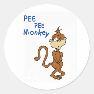 Pee Pee Monkey Ronde Sticker
