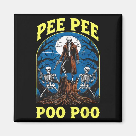 Pee Pee Poo Poo Cursed Gen Z Meme Funny Skeleton W Magneet (Voorkant)