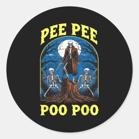 Pee Pee Poo Poo Cursed Gen Z Meme Funny Skeleton W Ronde Sticker (Voorkant)