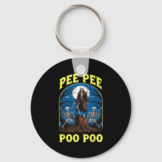 Pee Pee Poo Poo Cursed Gen Z Meme Funny Skeleton W Sleutelhanger (Voorkant)