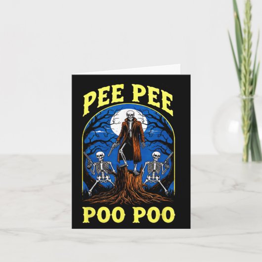 Pee Pee Poo Poo Grappig Skelet Halloween Kaart (Voorkant)