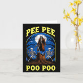 Pee Pee Poo Poo Grappig Skelet Halloween Kaart (Gele Bloem)