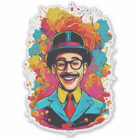 Pee Wee Herman Oval Sticker (Voorkant)