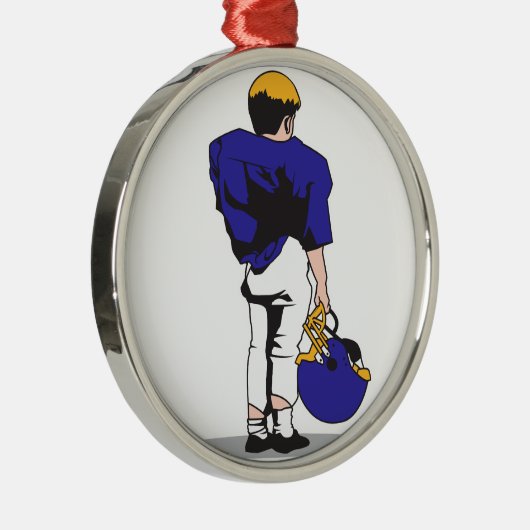 Pee Wee kinder football speler blauw Metalen Ornament (Rechts)