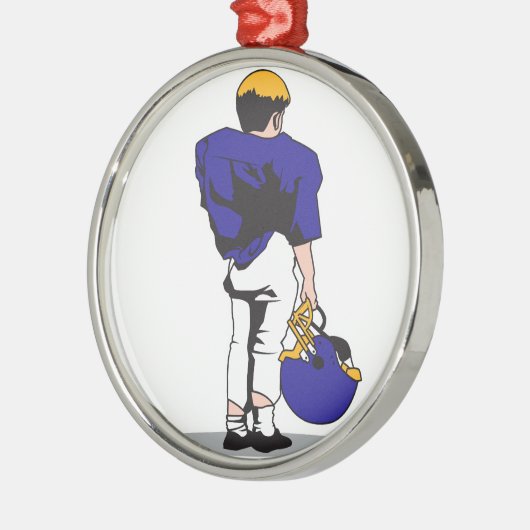 Pee Wee kinder football speler blauw Metalen Ornament (Links)