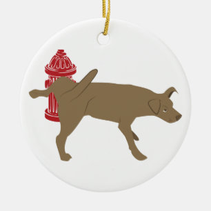 Peeing Dog Keramisch Ornament