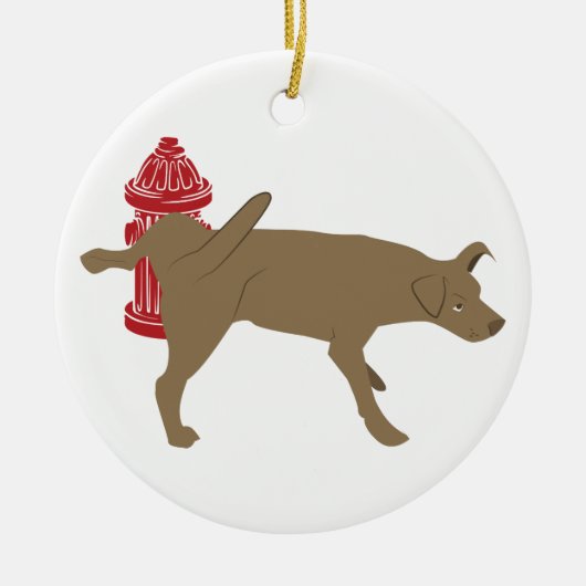 Peeing Dog Keramisch Ornament (Voorkant)
