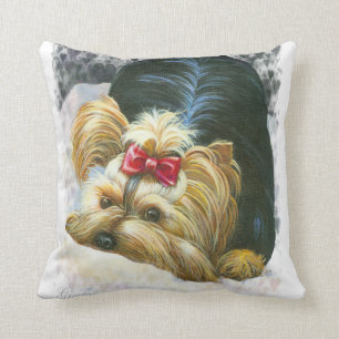 Peek a Bo Yorkie Yorkshire doodsbang Portrait Pill Kussen