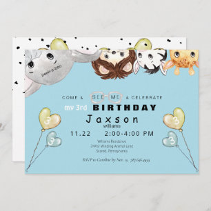 Peek-a-boe Animals Boy's Birthday Party Invitation Kaart