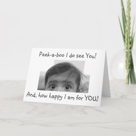 PEEK-A-BOO BABY **GOEDKEURING GEFELICITEERD** KAART (Voorkant)