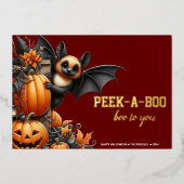 Peek-a-Boo Bat Halloween Folie Feestdagenkaart (Voorkant)