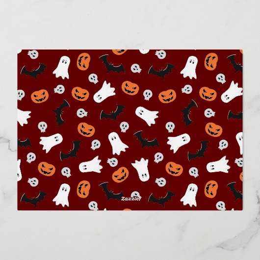 Peek-a-Boo Bat Halloween Folie Feestdagenkaart (Achterkant)