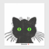 Peek-A-Boo Black Cat met groene ogen Sticker (Vel)