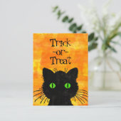 Peek-A-Boo Black Cat Oranje Trick-or-Treat Briefkaart (Staand voorkant)