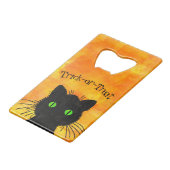 Peek-A-Boo Black Cat Oranje Trick-or-Treat Creditkaart Flessenopener (Achterkant Gekanteld)