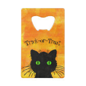 Peek-A-Boo Black Cat Oranje Trick-or-Treat Creditkaart Flessenopener (Achterkant)