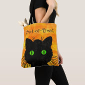Peek-a-Boo Black Cat Oranje trick-or-treat tas (Dichtbij)