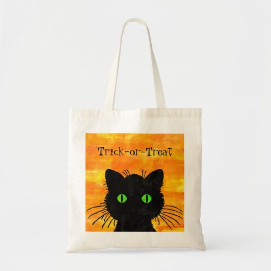 Peek-A-Boo Black Cat Oranje Trick-or-Treat Tote Bag (Voorkant)