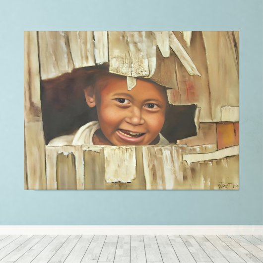 Peek-A-Boo Boy Canvas (Insitu (Houten vloer))