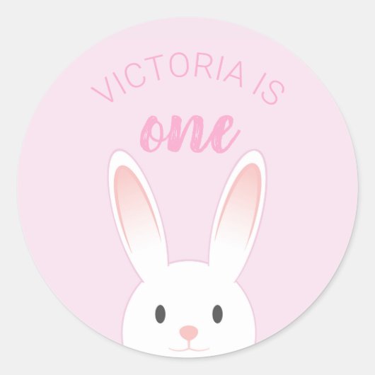 Peek-a-boo Bunny | Gepersonaliseerde kinderen van Ronde Sticker (Voorkant)