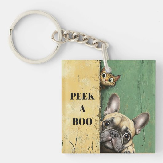 Peek A Boo Cat Dog Sleutelhanger (voorkant)