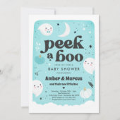 Peek A Boo Cute Mint Ghost Baby shower Invitation Kaart (Voorkant)