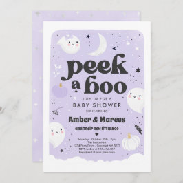 Peek A Boo Cute Paarse Ghost Baby shower Kaart