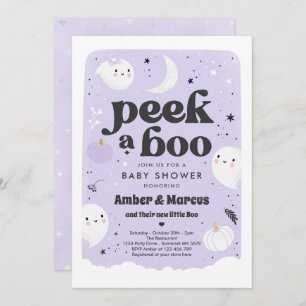 Peek A Boo Cute Paarse Ghost Baby shower Kaart