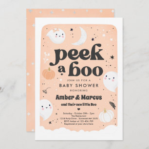 Peek A Boo Cute Peach Baby shower Kaart